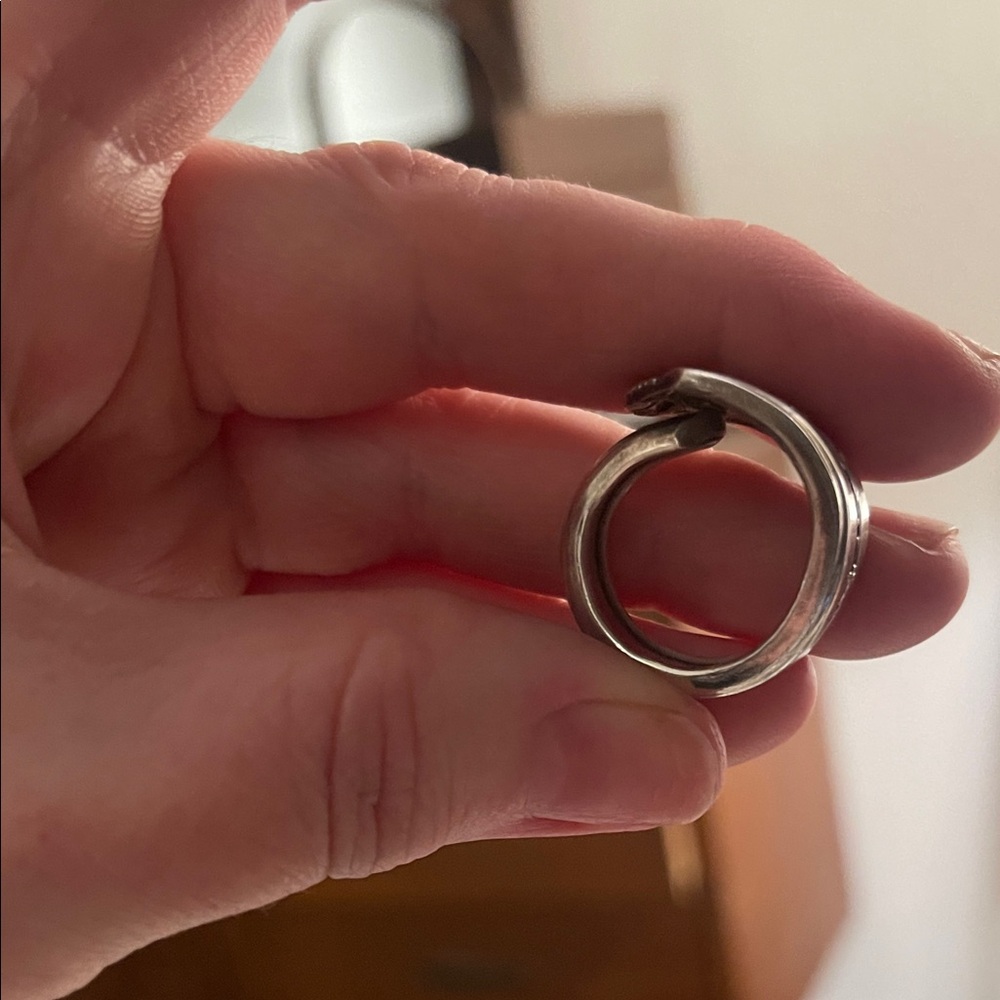 Silver plate Floral Spoon Ring - Silver - Picture 4 of 4